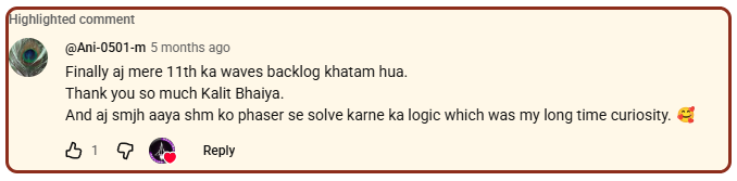 Comment on this class. SHM + WAVES | Lecture 3 - Rescue Series IAT & NEST 2026