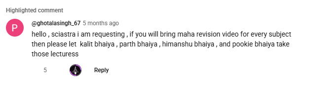 Same lecture. @ghotalasingh_67 asks SciAstra to let Kalit bhaiya take the big revision classes.